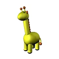 Cute Yellow Giraffe Toy With Long Neck Orange Horns And Tail Tip For Kids
