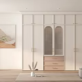 Modern White Wardrobe With Glass Doors Drawers And Metal Handles In Bedroom Interior Design