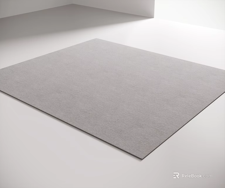 Gray Square Rug with Soft Plush Texture for Modern Living Room Interior Decor 3d model 