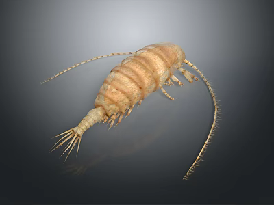 Detailed Isopod Creature With Segmented Body Long Antennae And Tail Appendages 3d model