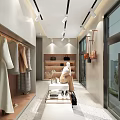 Modern Clothing Store Interior Design With Mannequins Clothing Racks Displayed Clothes And Shoes