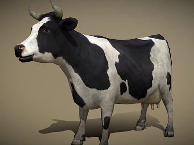 3D Black And White Cow Game Character With Realistic Design Features 3d model