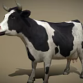 3D Black And White Cow Game Character With Realistic Design Features 3d model