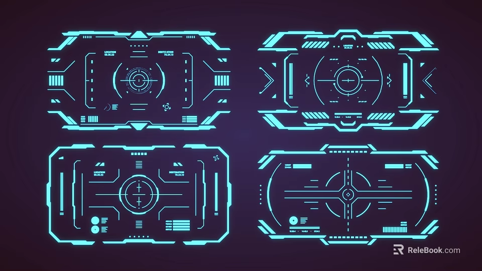 Futuristic Tech Interface Design With Blue Neon Control Panels And Dashboards 3d model