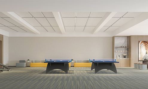 Modern Table Tennis Room Gymnasium Sports Table Tennis Room Fitness Hall Rest Area Dynamic Single Gymnasium Table Tennis Table Sports Room Fitness Equipment 3d model