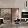 Modern Living Dining Room Interior Design With Sofa Coffee Table And Pendant Lights