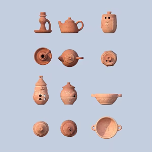 Pottery Pot Coil Pot Clay Pot Porcelain Clay Ware 3d model