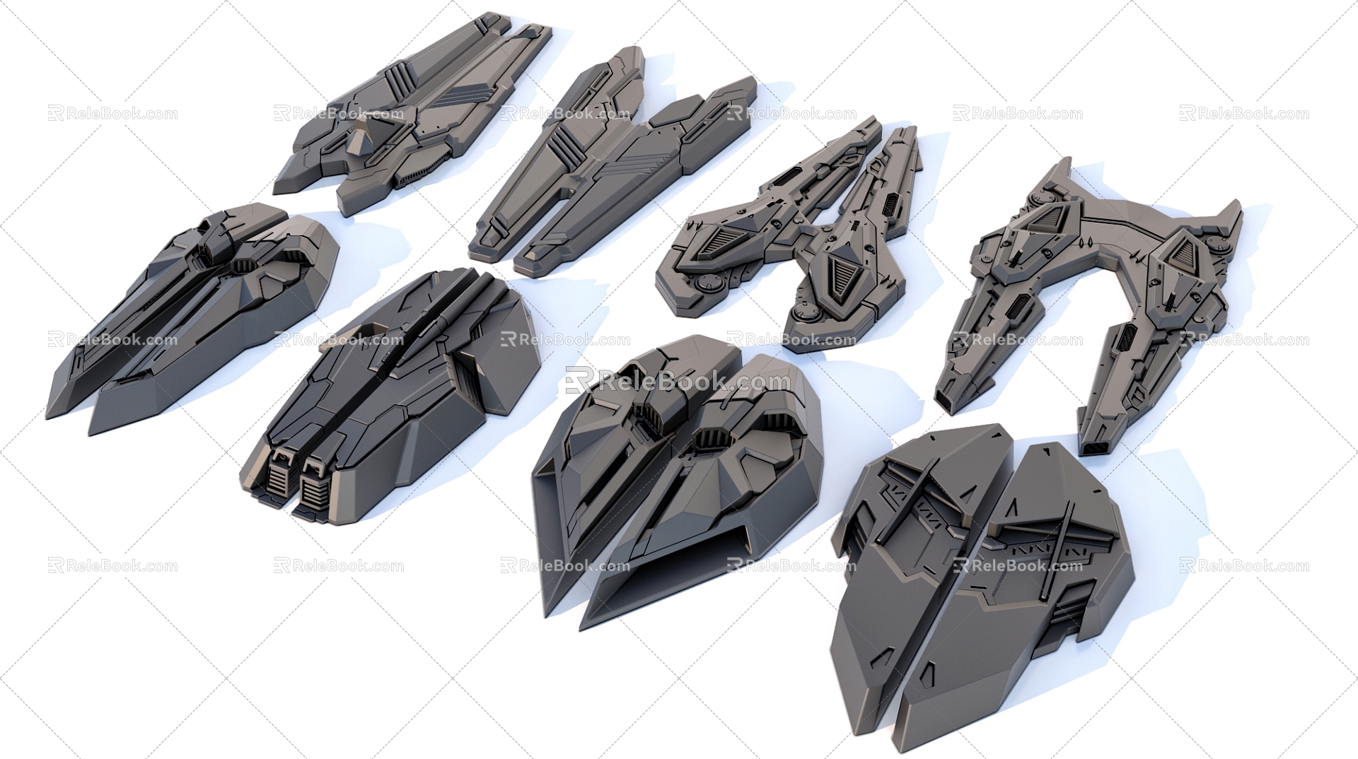 sci-fi mechanical parts hard surface combination 3d model