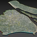 Satellite Image of Regional Area Showing Coastline Boundary Lines Terrain and Road Network