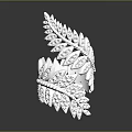 Elegant Silver Leaf Design Ring With Intricate Pattern And Sparkling Crystal Accents