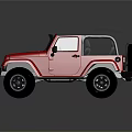 Red Open Top Off Road Car With Black Wheels And Spare Tire 3d model