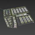 Well Designed Large Public Parking Lot Road Facility Layout With Green Belts And Vehicle Spaces