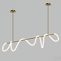 Modern Artistic Chandelier Design With White Spiral Light Strips And Golden Brackets