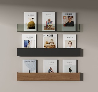 Modern Bookshelf Books Magazines Newspapers 3d model