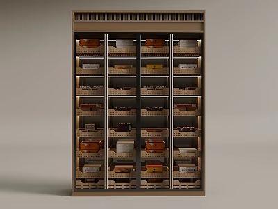 Modern Wooden Storage Cabinet With Multiple Drawers And Organized Shelves 3d model