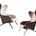 Modern Two Tone Accent Chairs Featuring Wingback Design Quilted Stitching And Metal Legs 3d model