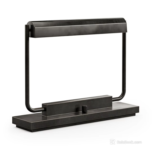 Modern Table Lamp with Sleek Black Metal Frame and Square Base for Contemporary Home Decor 3d model 