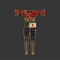 Stylish Red Polka Dot Top With Black Heart Pattern Pants And White Bag