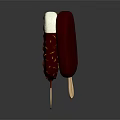 Bitten Chocolate Popsicle With Nut Pieces On Surface And Black Background