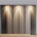 Modern Light Beige Textured Wall With Vertical Striped Design Illuminated By Lights 3d model