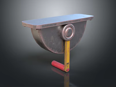 Sturdy Metal Computer Stand With Adjustable Platform And Red Yellow Lever Design 3d model
