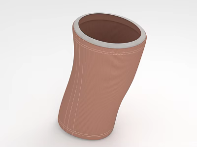 Brown Curved Hollow Tubular Fabric Object With White Rim And Stitched Surface 3d model