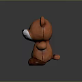 Plush Texture Orange Bear Sculpture Carving With White Inner Ears Black Eyes And Smiling Expression