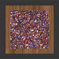 Square Coffee Table With Wooden Frame And Colorful Mosaic Top Design