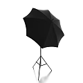 Black Modern Floor Lamp With Umbrella Shaped Shade And Tripod Stand Design