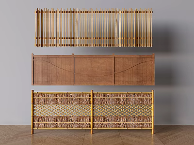 New Chinese Fence Protective Fence Bamboo Fence Wall Fence 3d model