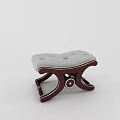 Elegant Light Gray Padded Sofa Stool With Wooden Legs And Decorative Design
