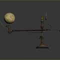 Vintage Globe Decorative Ornament Set With Brass Stand Ornamental Arm And Decorative Base