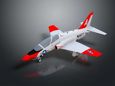 Red and White Navy Fighter Jet with Military Logo and Sleek Design 3d model