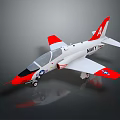 Red and White Navy Fighter Jet with Military Logo and Sleek Design