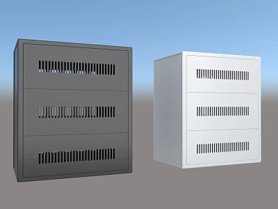 Black and White Multi Layer Storage Cabinets With Ventilated Doors Design 3d model