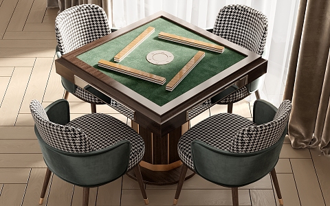 Mahjong table and chair combination 3d model