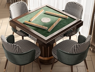 Mahjong table and chair combination 3d model