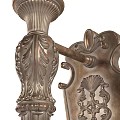 Classic Bronze Wall Lamp With Carved Metal Bracket And White Lampshade For Indoor Decoration