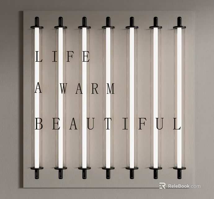 Modern Beautiful Wall Lights With Vertical Linear Design And Warm Decorative Text 3d model 
