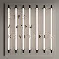 Modern Beautiful Wall Lights With Vertical Linear Design And Warm Decorative Text 3d model