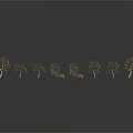 Decorative Small Tree Models Arranged in a Row on White Background