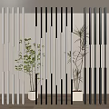 Modern Room Dividers in White Gold Black with Plants for Interior Design