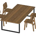 Kids Table with Wooden Top Black Metal Legs and Four Wooden Chairs Simple Design