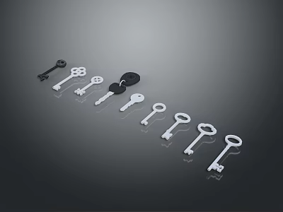 Assorted Decorative Keys With Various Shapes For Home Use And Collection 3d model