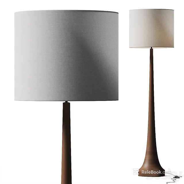 Modern Wooden Floor Lamp With Linen Shade For Contemporary Home Decor 3d model 
