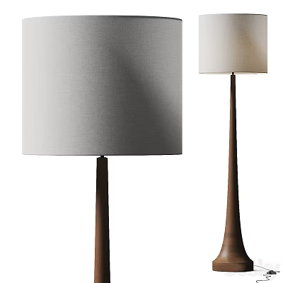 Modern Wooden Floor Lamp With Linen Shade For Contemporary Home Decor 3d model