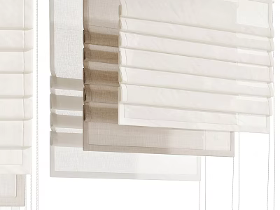 Stylish White and Beige Window Blinds with Layered Design for Home Decoration 3d model