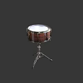 Wooden Shell Snare Drum With Metal Stand And White Drumhead For Musical Instrument