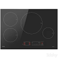 Modern Black Kitchen Appliances Set With Microwave Oven Cooktop And Refrigerator