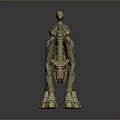 Fantasy Creature 3D Sculpture With Long Neck Spiked Back And Slender Limbs In Standing Pose